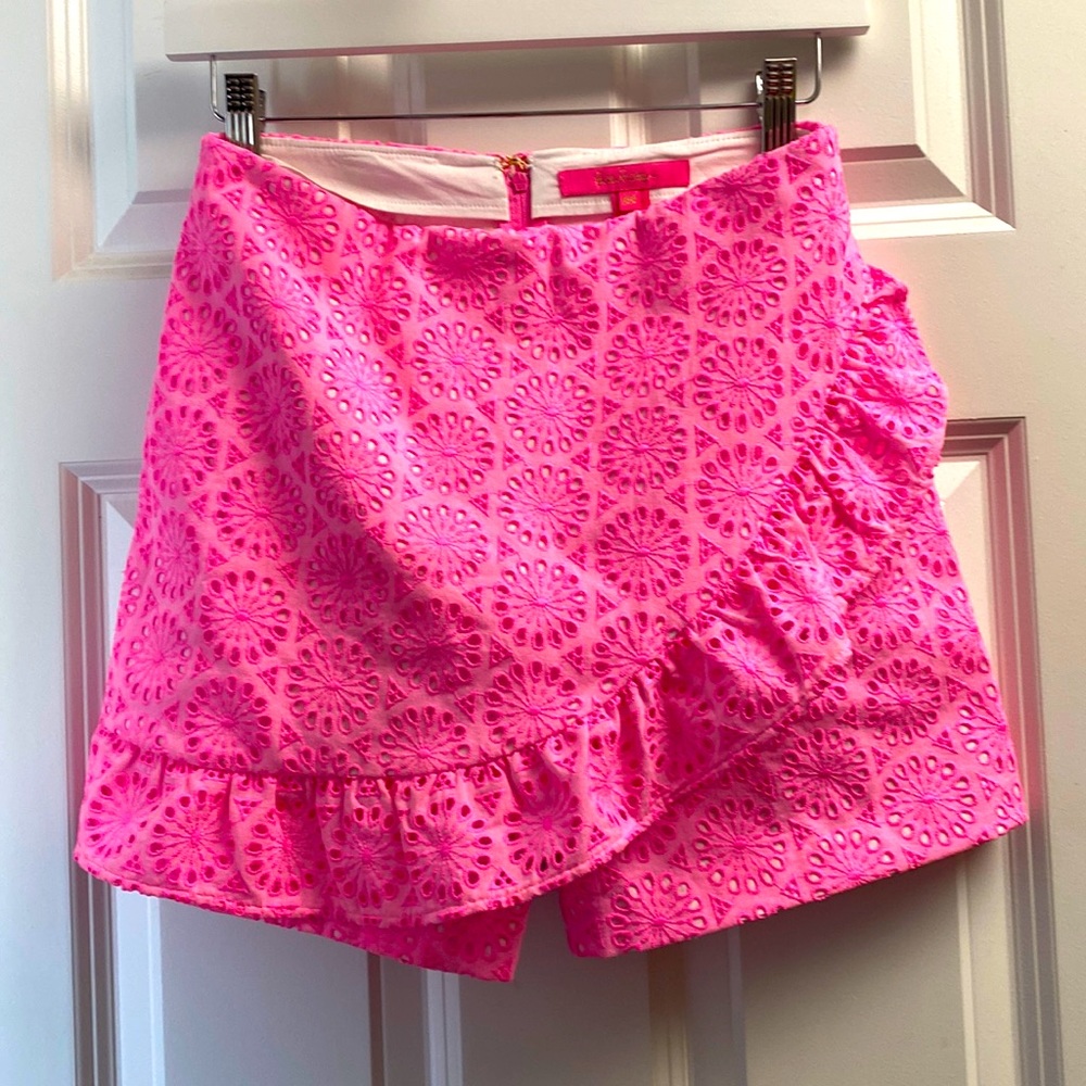 Lilly Pulitzer Bright Pink Eyelet A-Line Skirt